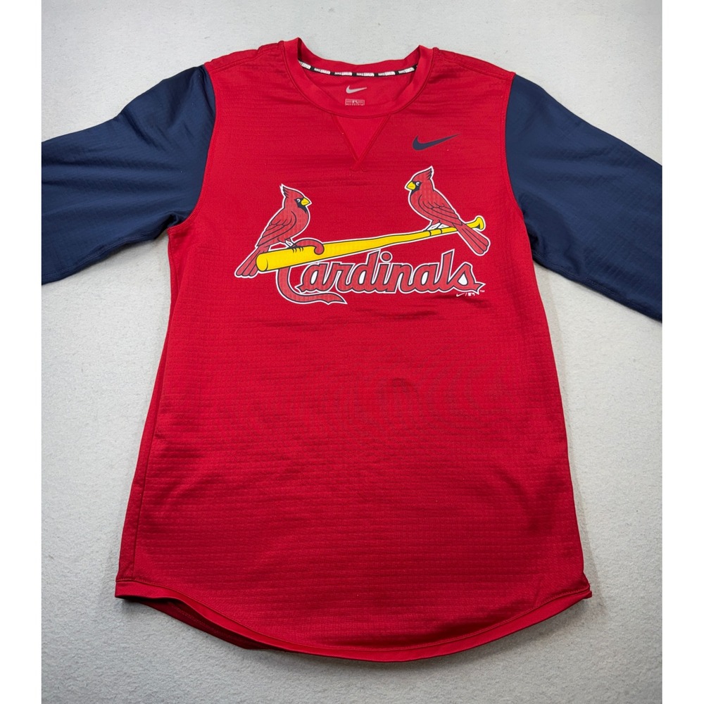 Nike St Louis Cardinals MLB Baseball Long Sleeve Performance Shirt Red Small